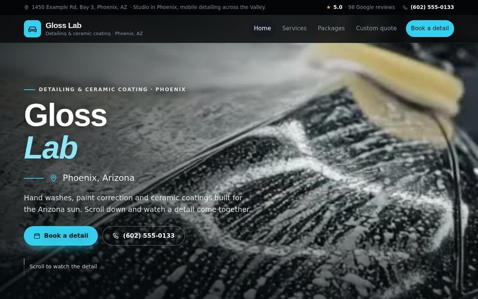 Car detailing website