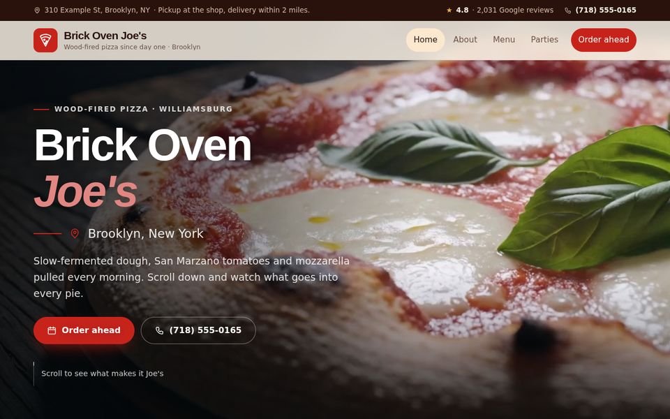 Pizza shop website